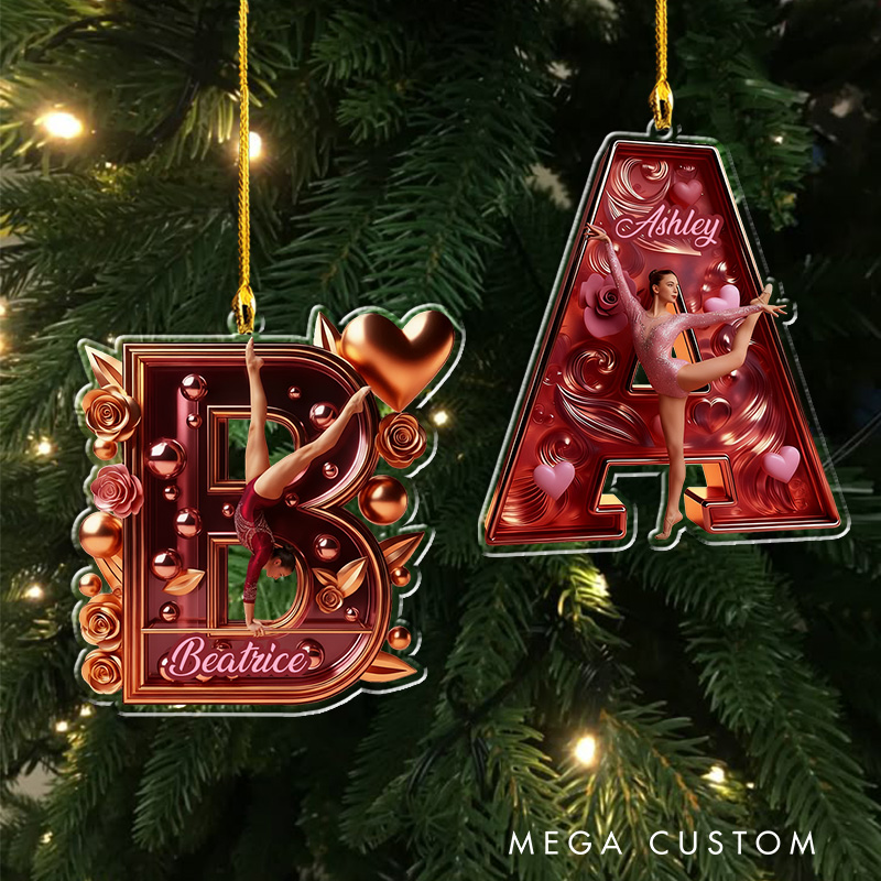 Personalized Flora Gymnastic Alphabet Acrylic Ornament Gymnastic Dance Lovers Christmas Gift Dancer Xmas Gift Christmas Decor