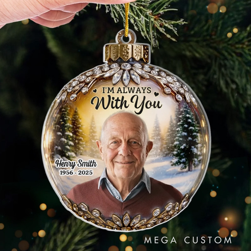 Personalized Photo Acrylic Ornament Christmas Memorial Sympathy Gifts for Loss of Loved One In Every Sunset I Feel You