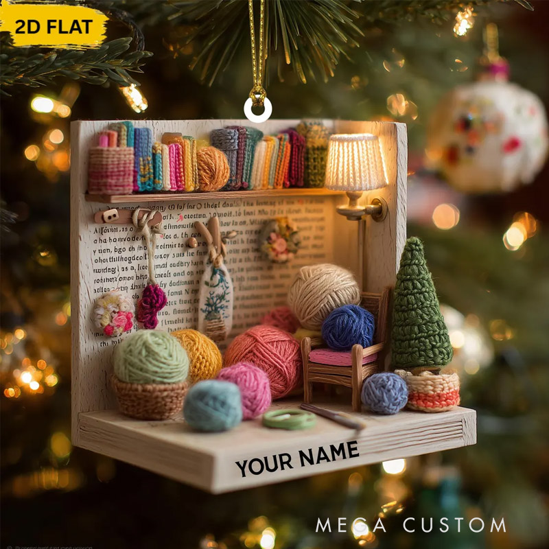 Personalized Yarn Nook Ornament Christmas Tree Decoration for Knitting Lovers