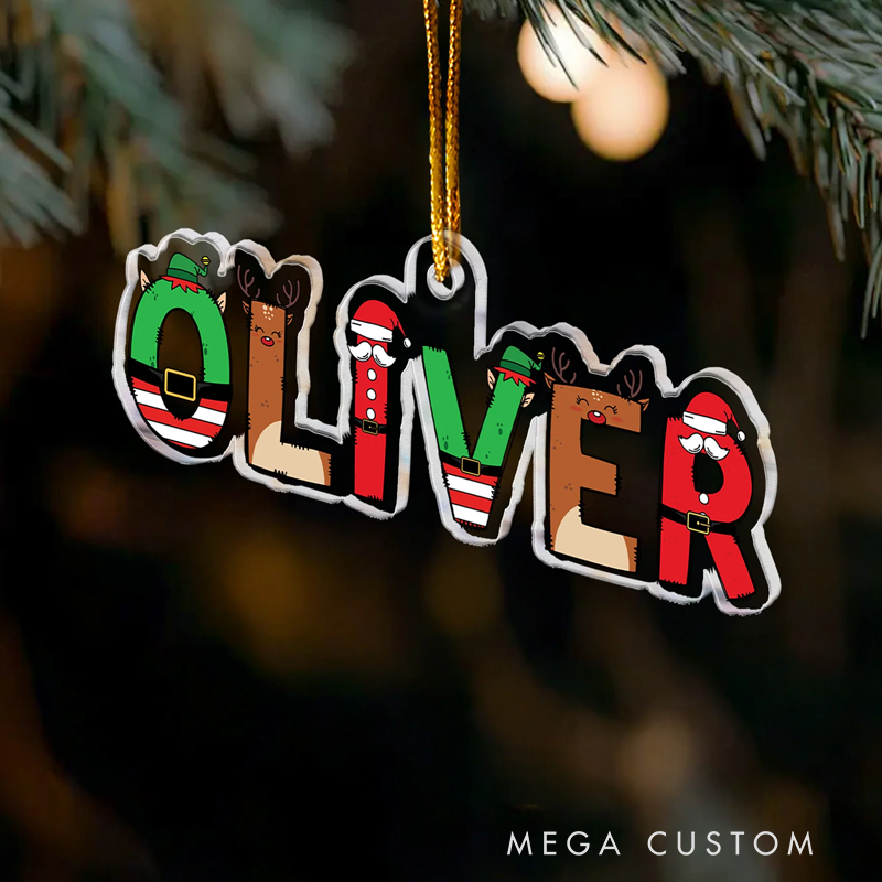 Personalized Name Elf Santa Letter for Kids Family Bulk Gifts Custom Acrylic Ornament
