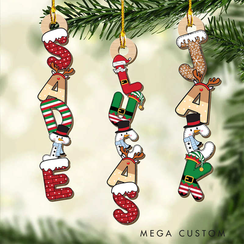 Personalized Letter Name Christmas Ornament Christmas Gift for Family Kids