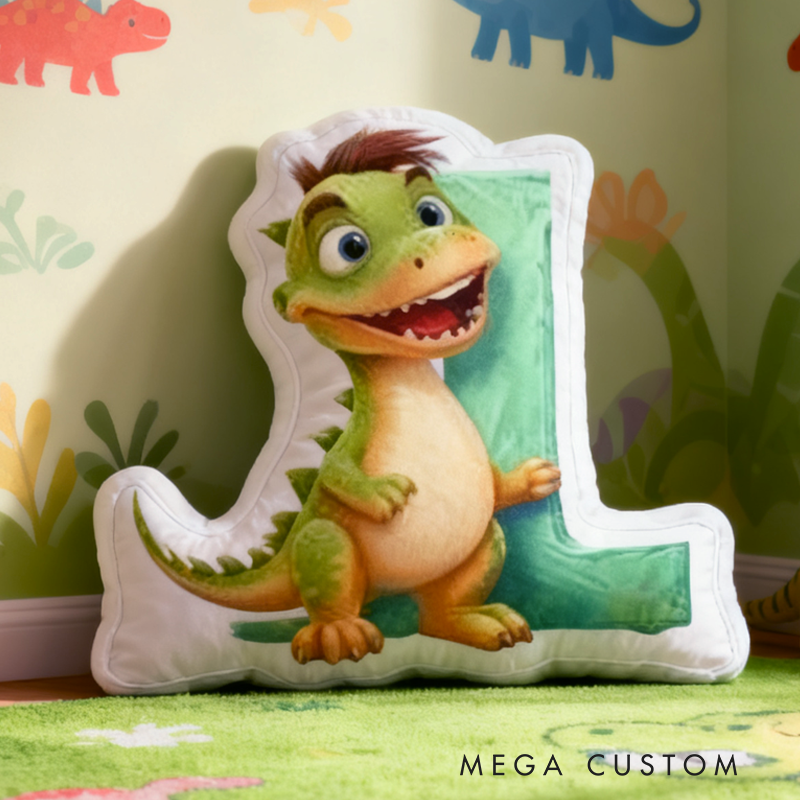 Personalized Cute Dinosaur Boy with Name Graphic 3D Print Pillow Christmas Gift for Kids 