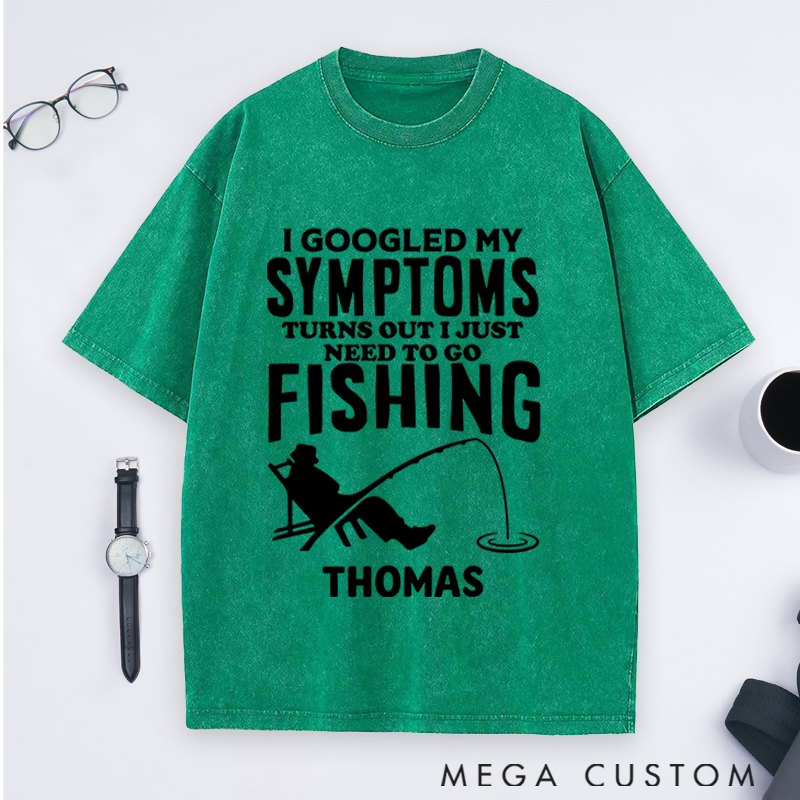 Personalized Fishing T-Shirt Funny Fishing Washed T-Shirt Custom Name Sweatshirt Humorous Design Perfect for Fishing Enthusiasts
