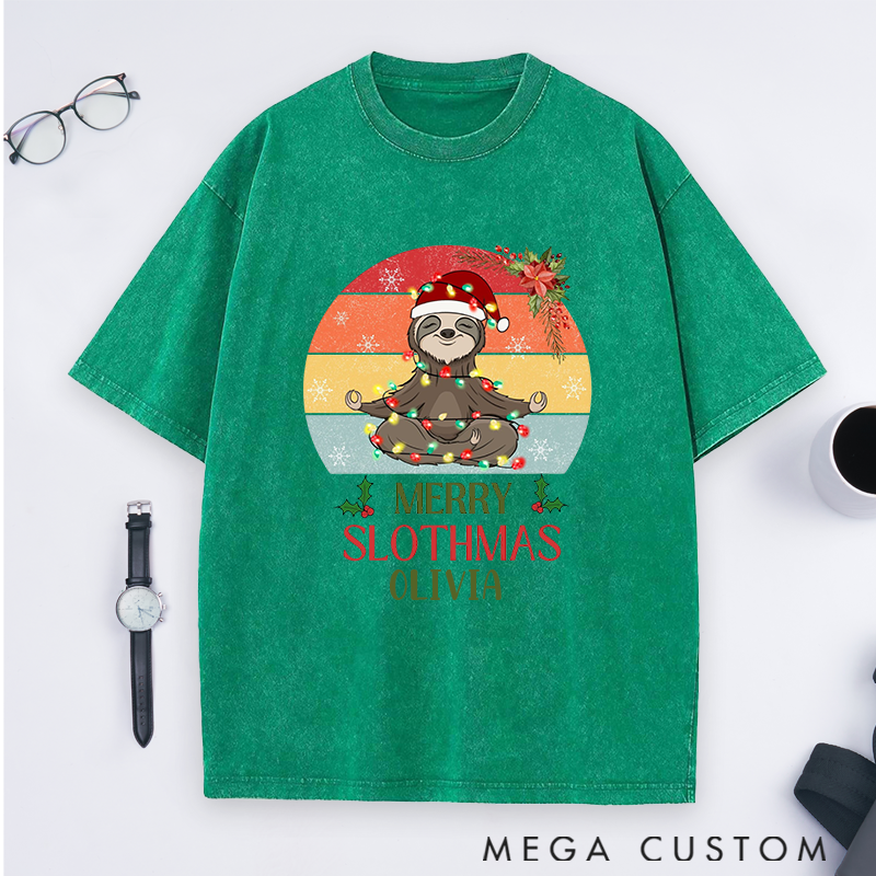  Personalized Yoga T-Shirt Funny Yoga Sweatshirt with Cute Slothmas Design Perfect Holiday Gift for Yoga Lovers
