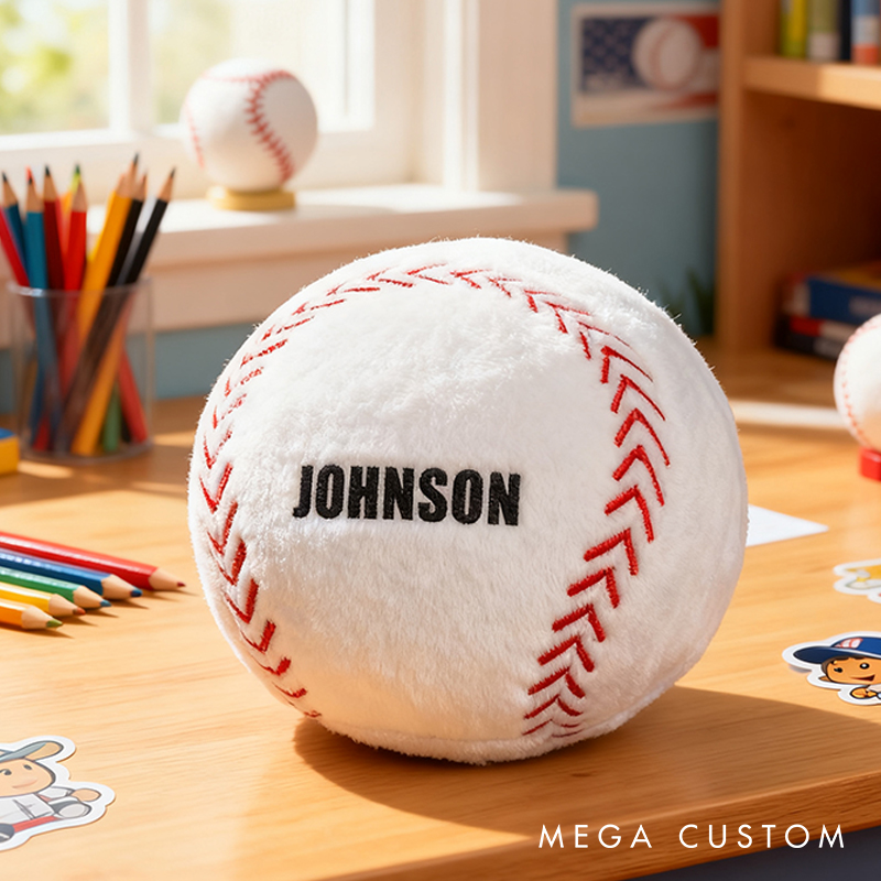 Personalized Baseball Shaped Pillow with Custom Name for Sports Lovers and Kids