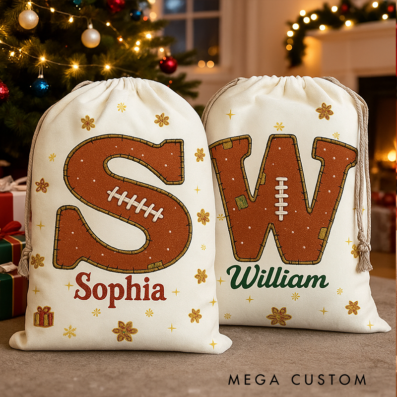 Personalized Christmas Gift Bags with Custom Name and Initial Design