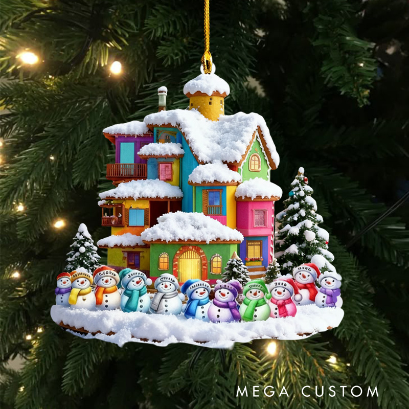Personalized Snowman Magic House Family Christmas Ornament 2025 Acrylic Ornament Movie Christmas Gift for Kids Family Christmas Decor