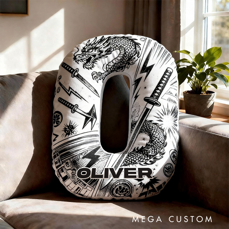 Personalized Japanese Comic Style Alphabet Shaped Pillow for Comic Anime Lovers Initial Pillow Christmas Gift for Kids Teenagers