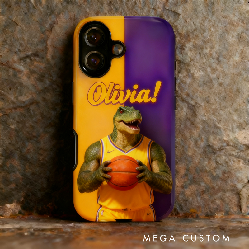 Personalized Basketball Phone Case with Custom Name and Animal Design
