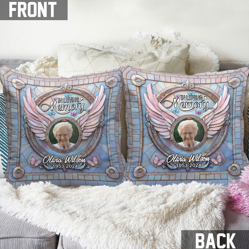 Personalized Memorial Throw Pillow In Loving Memory Photo Throw Sympathy Gift for Loss of Loved One 