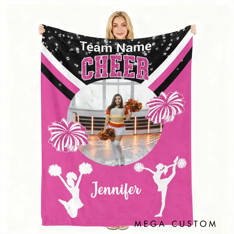Personalized Cheerleading Blanket with Custom Name, Team, and Color Customization
