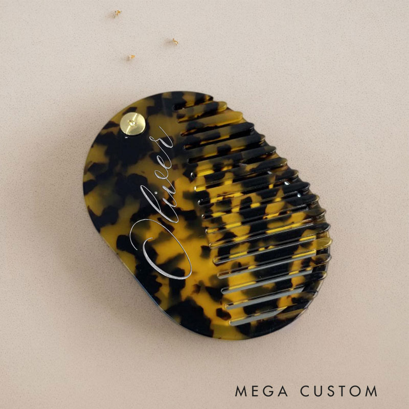 Personalized Name Comb with Mirror Personalized Acetate Hair Comb Engraved Travel Compact Mirror for Travel Lovers