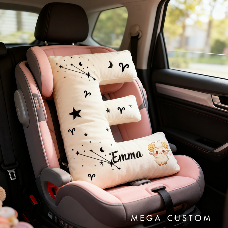 Personalized Zodiac Pillow with Constellations Zodiac Symbols Stars Moons and Cute Ram Design for a Cozy Astrological Touch Graphic 3D Print Pillow