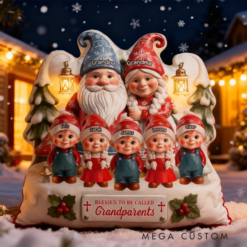 Personalized Blessed To Be Called Grandparents Pillow with Custom 1-10 Kids Name Home Decor Christian Gift for Christmas Family