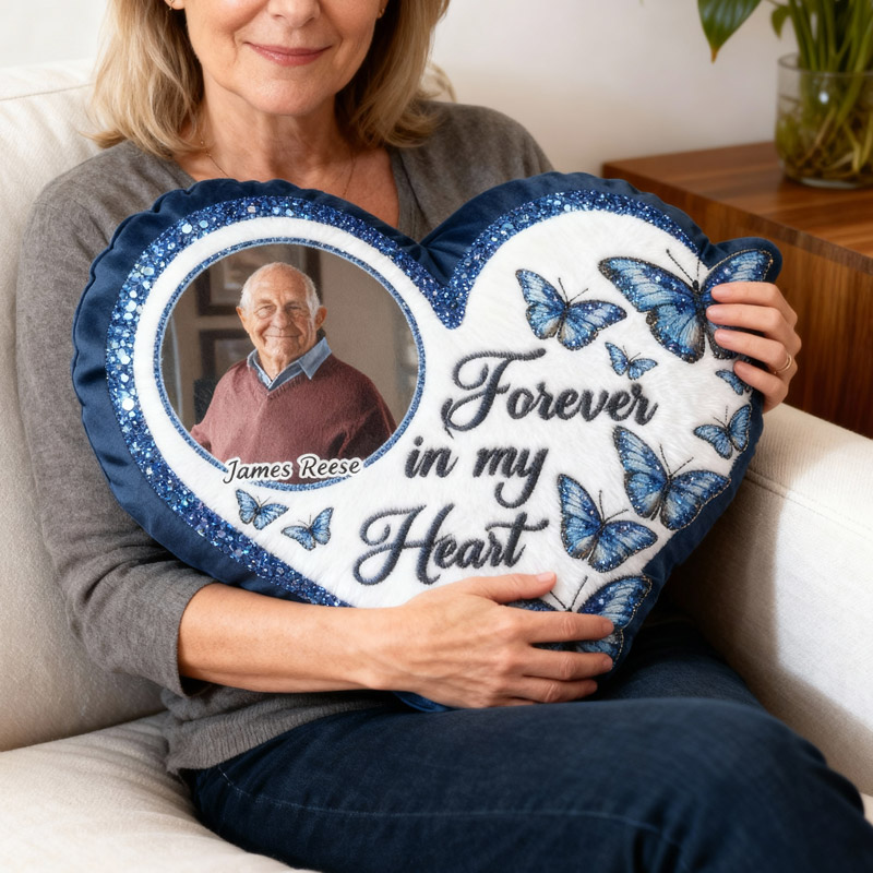 Personalized Memorial Photo Throw Pillow Forever In My Heart Custom Double Sided Pillow Sympathy Gift 