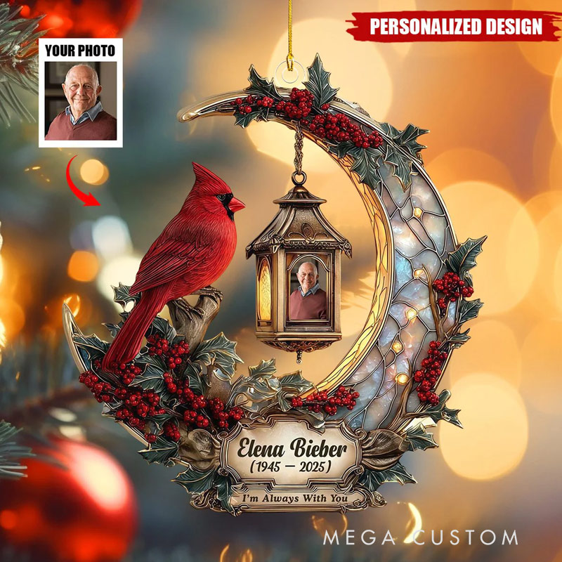 Personalized Cardinal Memorial Christmas Ornament 3D Effect Acrylic Ornament I Am Always With You Sympathy Gift for Family Members