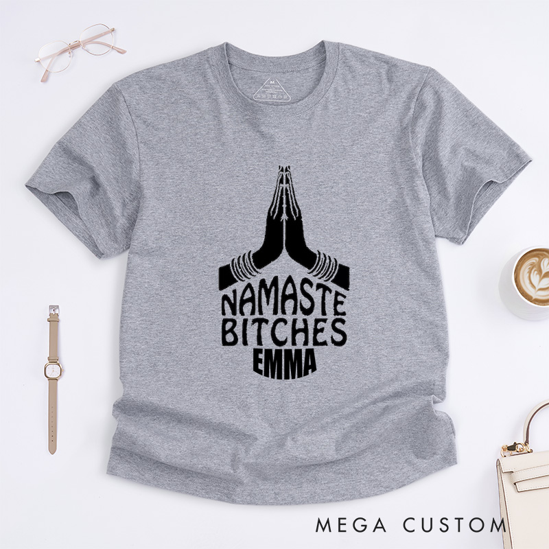 Personalized Funny Namaste Yoga Yogi T-Shirt Positive Meditation Yoga Lover Workout Fitness Shirt Yoga Outfit Class Instructor Tee