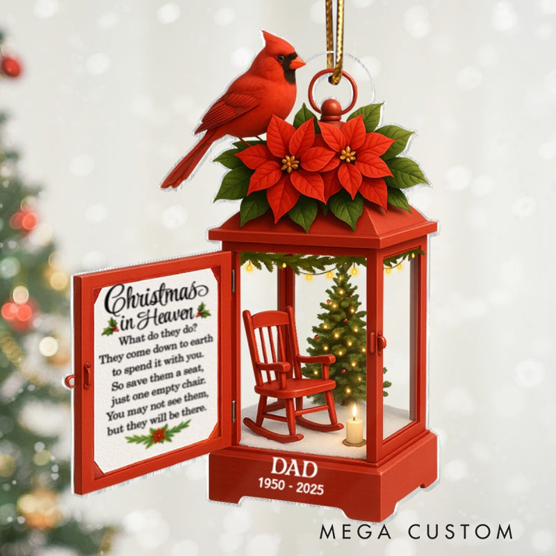 Personalized Lantern Memorial Chistmas Ornament Christmas In Heaven Sympathy Gift for Loss of Loved Ones