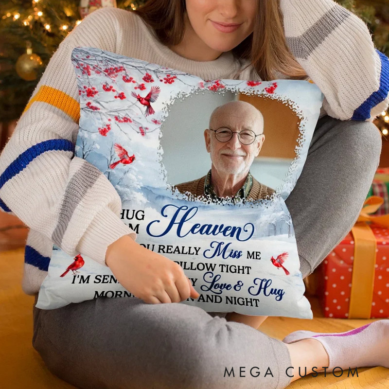 Personalized Memorial Photo Pillow An Embrace From The Skies Custom Double Sided Pillow Sympathy Gift Christmas Gift for Family Members