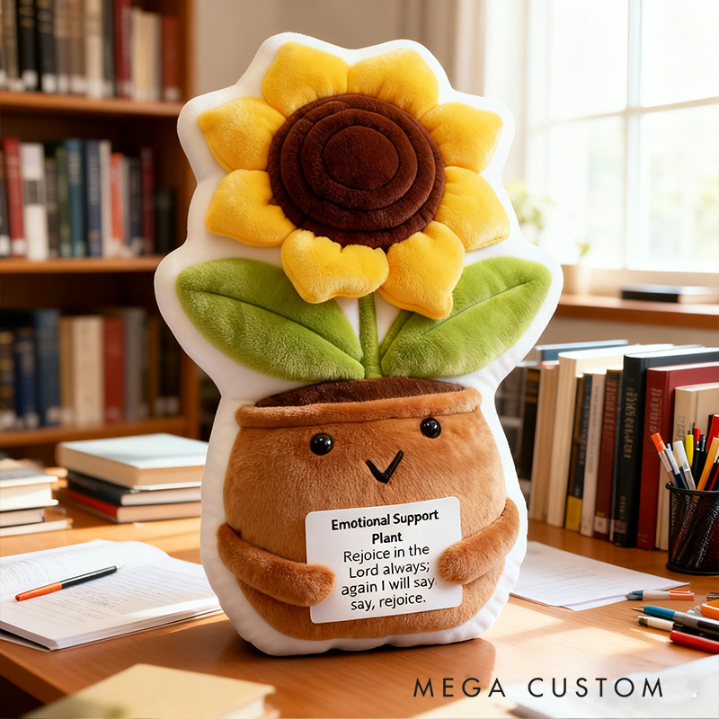 Personalized Positive Sunflower Pillow with Custom Bible Verse Home Decor Graphic 3D Print Pillow Emotional Support Plant Religious Christian Gift