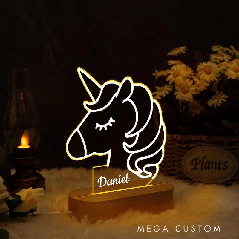 Personalized Unicorn Night Light Light New Baby Girl Gift Kids Bedroom Lamp
