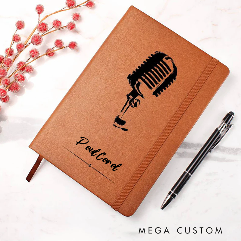 Personalized Classic Microphone Journal Custom Lyric Journal Gift for Singer and Songwriter and Artist and DJ and Podcast and Speaker