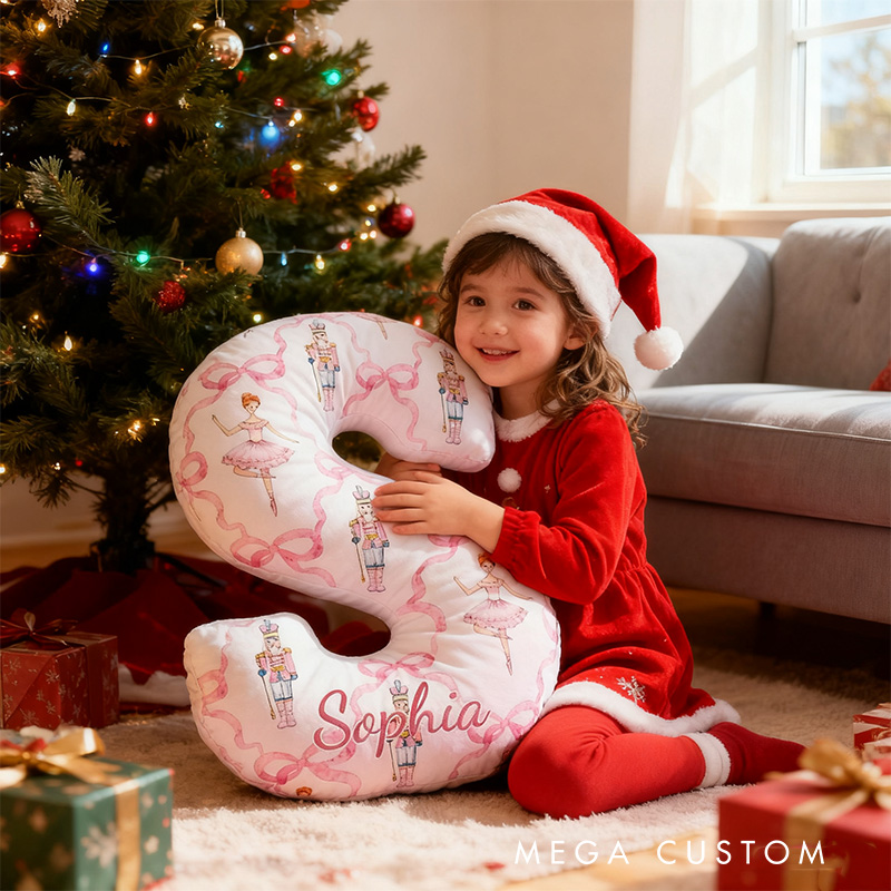 Personalized Nutcracker Ballet Alphabet Shaped Pillow for Dance Lovers Initial Pillow Christmas Gift for Kids