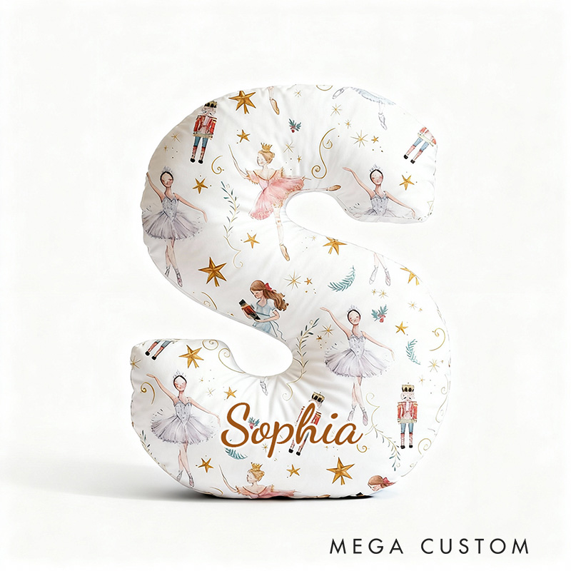 Personalized Ballet White Dream Alphabet Shaped Pillow for Dance Lovers Initial Pillow Christmas Gift for Kids