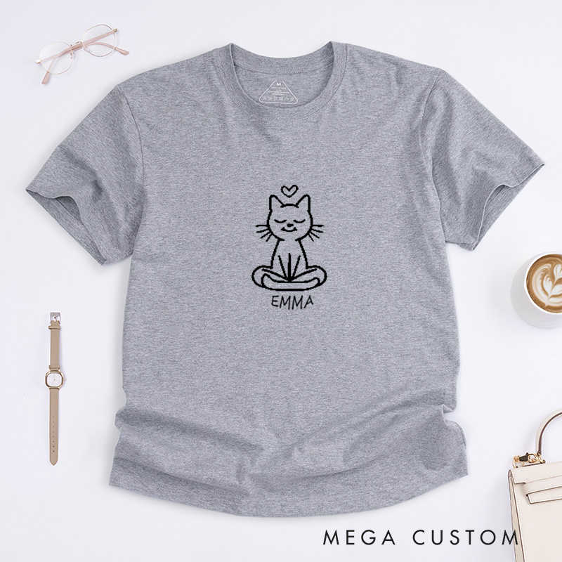 Personalized Cat Yoga T-Shirt Cut Cat T-Shirt Gift for Yoga Lover Cat Lover T-Shirt Yoga Teacher T-Shirt