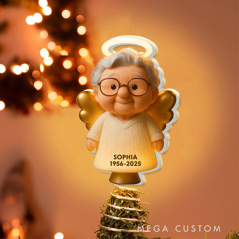 Personalized Memorial LED Light Tree Topper Christmas Memorial  Gift for Family