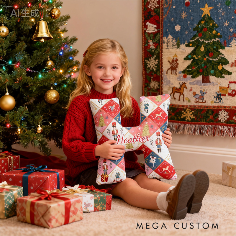 Personalized Nutcracker Fairy Ballet Alphabet Shaped Pillow for Dance Lovers Initial Pillow Christmas Gift for Kids