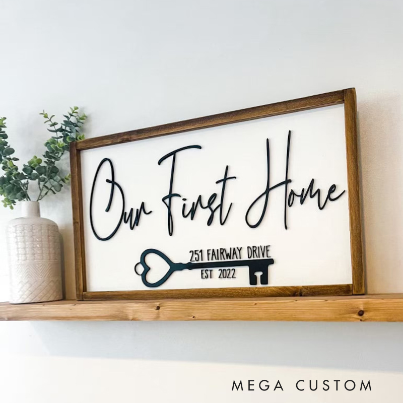 Personalized First Home Sign Realtor Gift Closing Day Gift New Home Buyers Gift 1st Home Gift 3D 1st Home Wall Decor