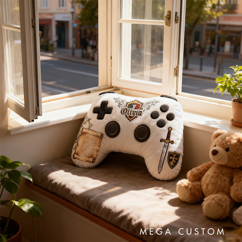 Personalized Graphic 3D Print Medieval Game Controller Shaped Pillow for Game Lovers Plush Pillow Christmas Gift for Kids