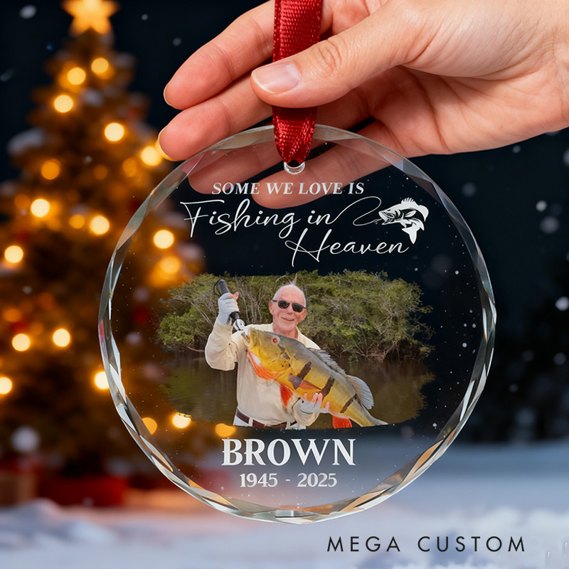 Personalized Fishing in Heaven Memorial Ornament Remembrance Gift Fishing In Heaven Fishing Memorial Ornament for Family