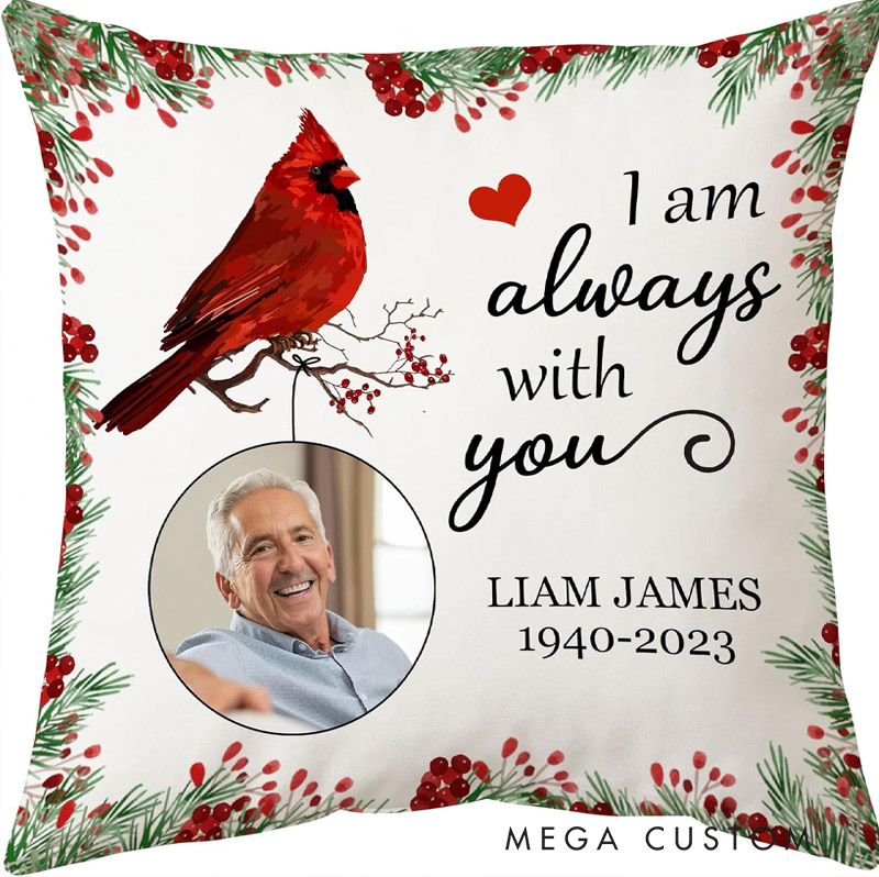 Personalized Memorial Cardinal Photo Pillow Double-Sided Printed Gifts for Loss of Loved One in Heaven Remembrance Gifts