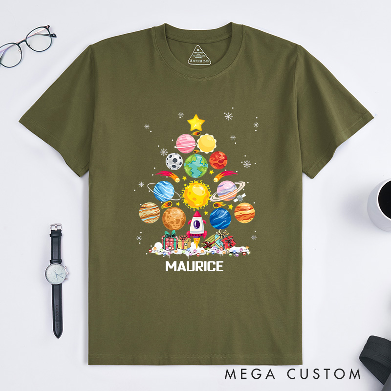 Personalized Solar System Christmas Tree Shirt Funny Planet Shirt Astronomy Universe Shirt Xmas Gifts Geek Lover