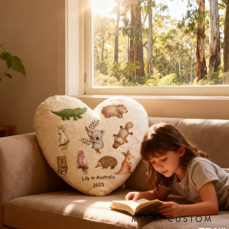 Personalized Heart of Australia Wildlife Pillow Graphic 3D Print Pillow for Travel Lovers