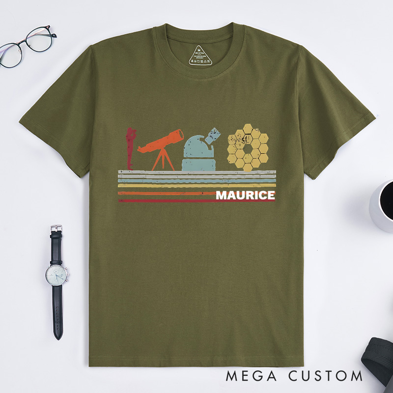 Personalized Space Telescope Shirt Astronomy Universe Planets Shirt Science Space Geek Lover Gift