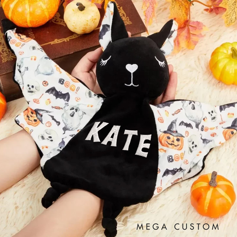 Personalized Embroidery Security Blanket with Baby Name Halloween Gifts for Baby