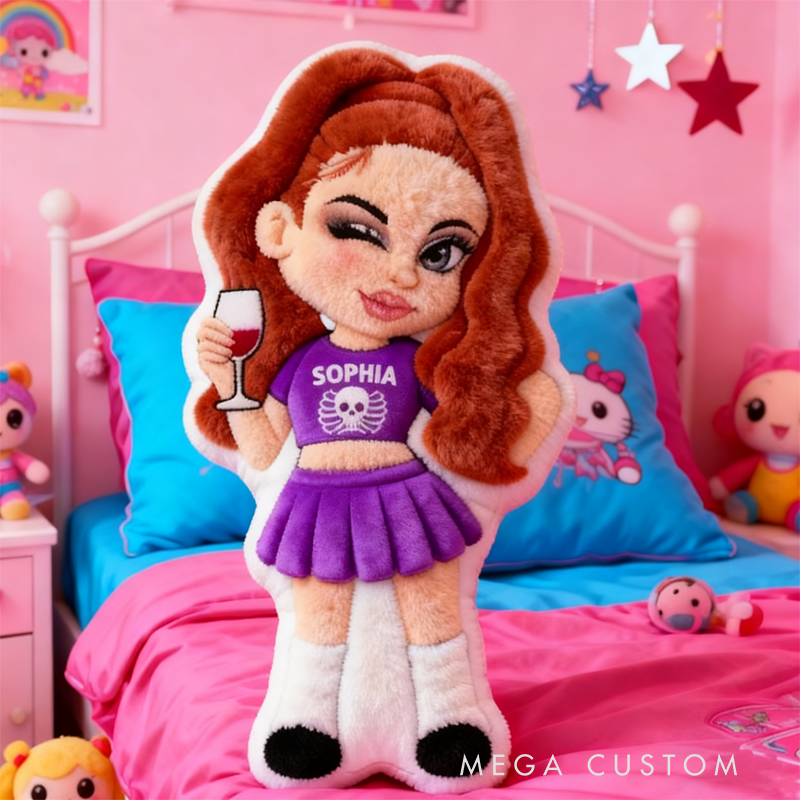 Personalized Y2K Style Cartoon Character with Name Graphic 3D Print Pillow Christmas Gift for Kids Birthday Gift