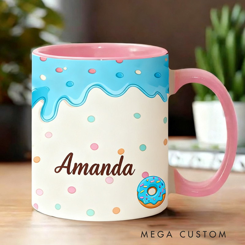 Personalized Donut Mugs Custom Donut Coffee Mug with Name Baking Lover Gifts Coffee Cup for Kids Christmas Gift
