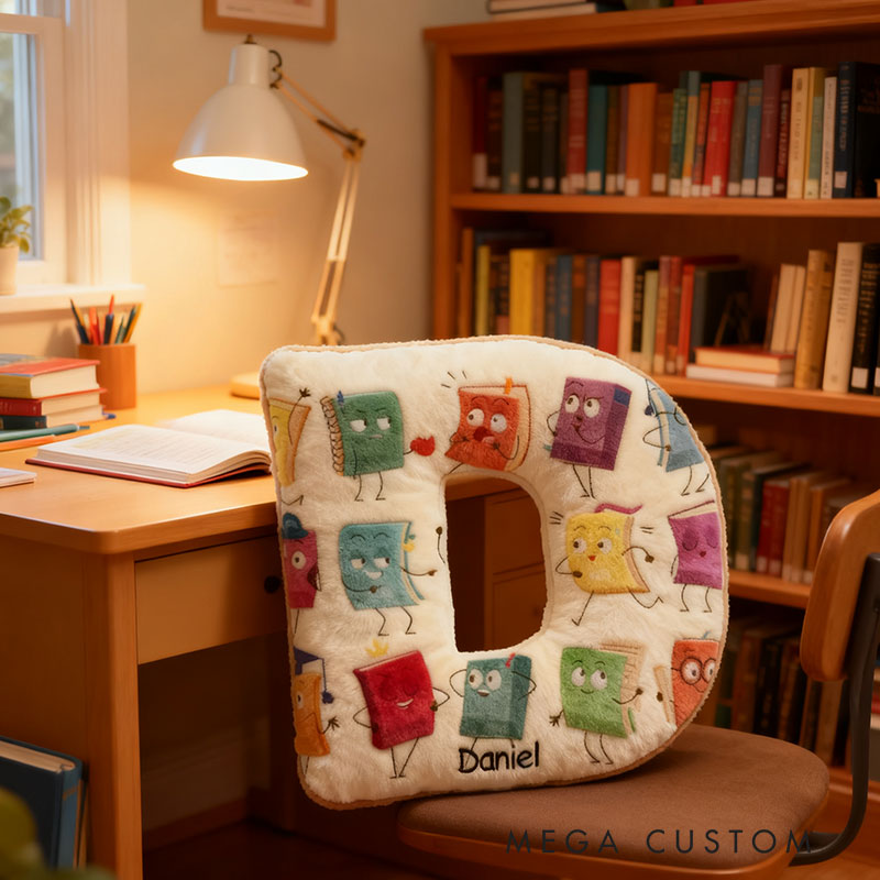 Personalized Alphabet Book Buddy Pillow Graphic 3D Print Custom Name Gift for Reading Lovers
