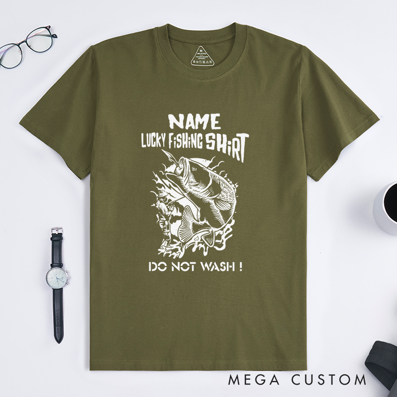 Personalized Funny Lucky Fishing T-Shirt Funny Fishing T-Shirt with Funny Do Not Wash Design Fishing Gift Humorous Gift for Anglers