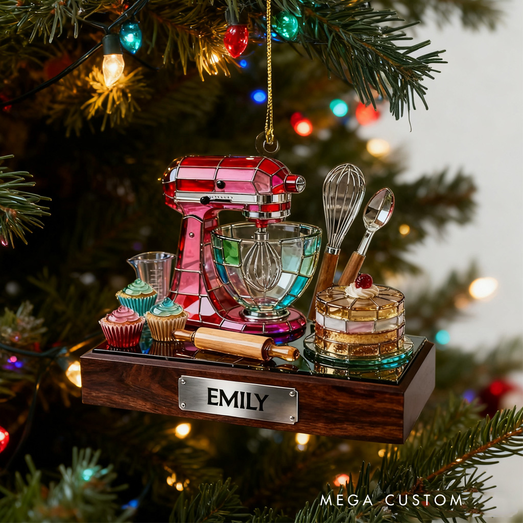 Personalized Baking Mixer Acrylic Ornament for Baker Kitchen Decor with Name Custom Baking Ornament Christmas Gift