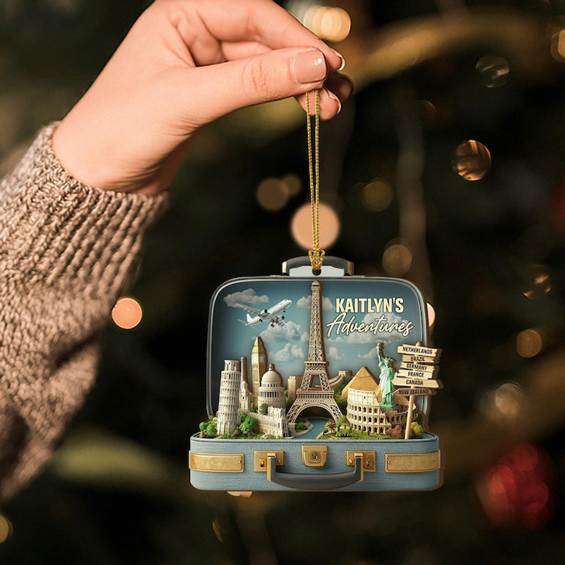 Personalized Travel Adventure Ornament Traveling Destination Traveling Ornament Travel Christmas Gifts for Travel Lovers 
