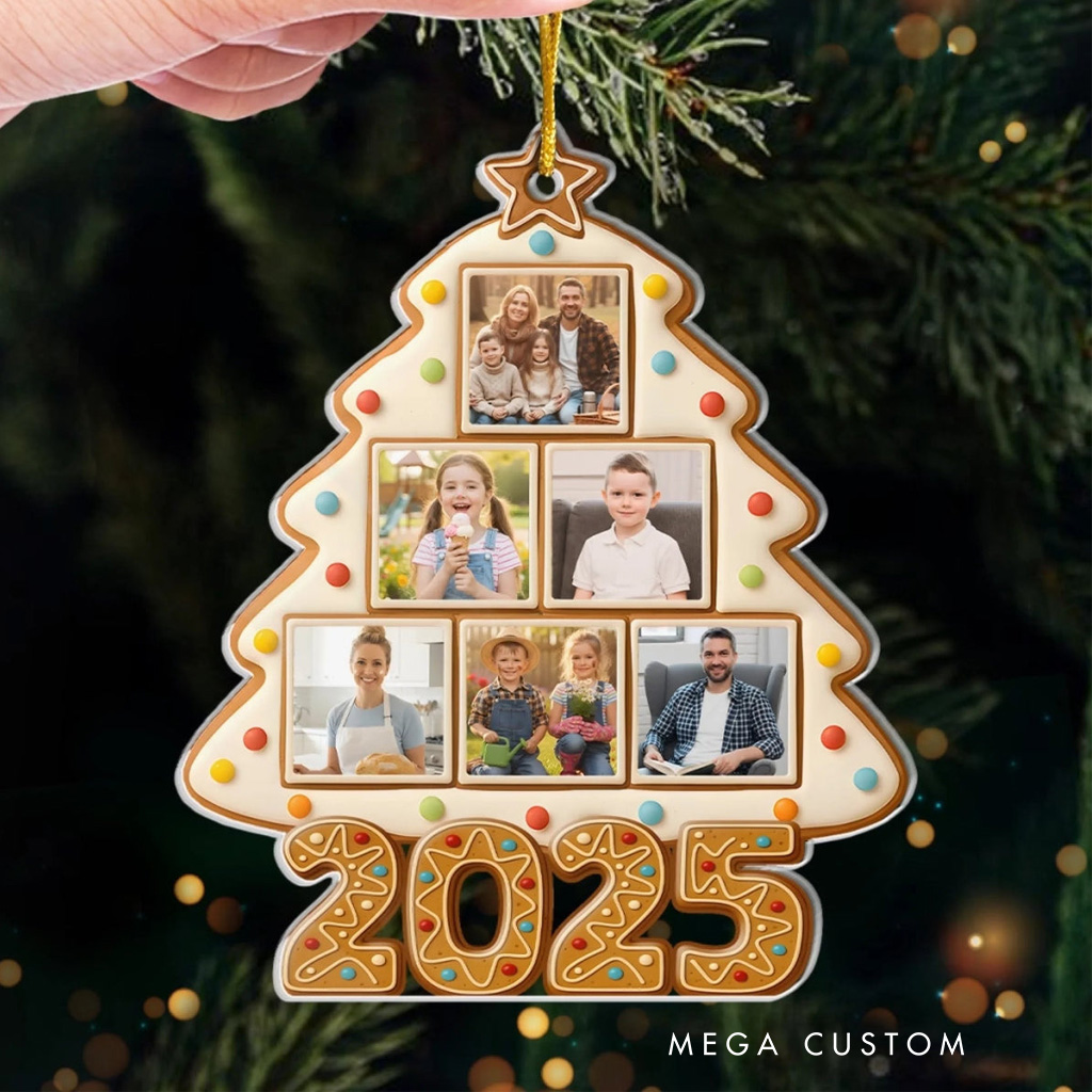 Personalized Photo 2025 Christmas Cookie Ornament for Baker Acrylic Family Christmas Decoration Bakery Ornament Baking Lover Family Christmas Gift