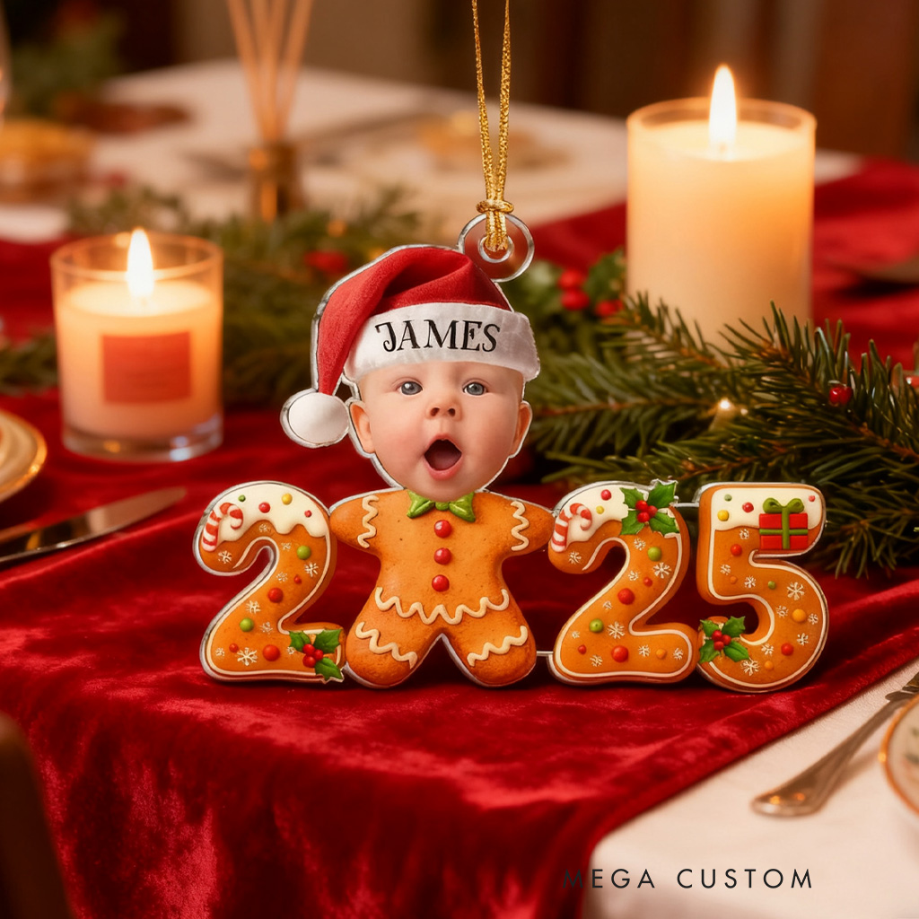 Personalized Face Gingerbread Ornament 2025 Ornament for Kids Boys Girls Baker Acrylic Christmas Decoration Bakery Ornament Baking Lover Christmas Gift