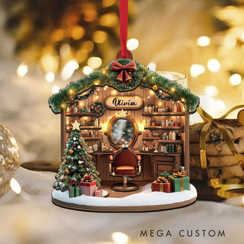 Personalized Beauty and Hairdressing 2D FLAT Christmas Ornament Hair Salon Christmas Decor for Her