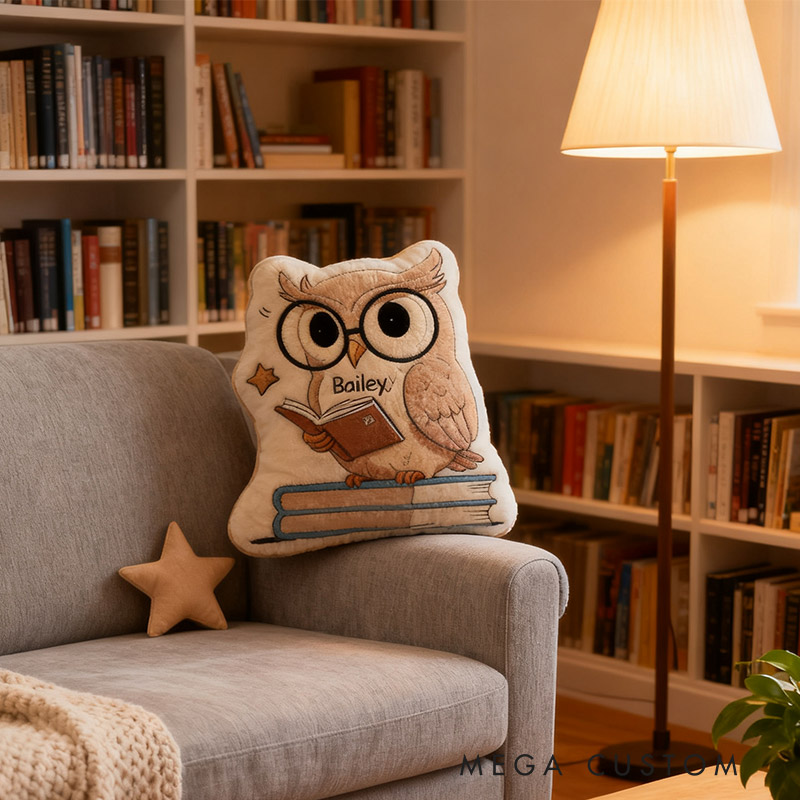 Personalized Wise Owl Book Buddy Pillow Graphic 3D Print Gift for Reading Lovers
