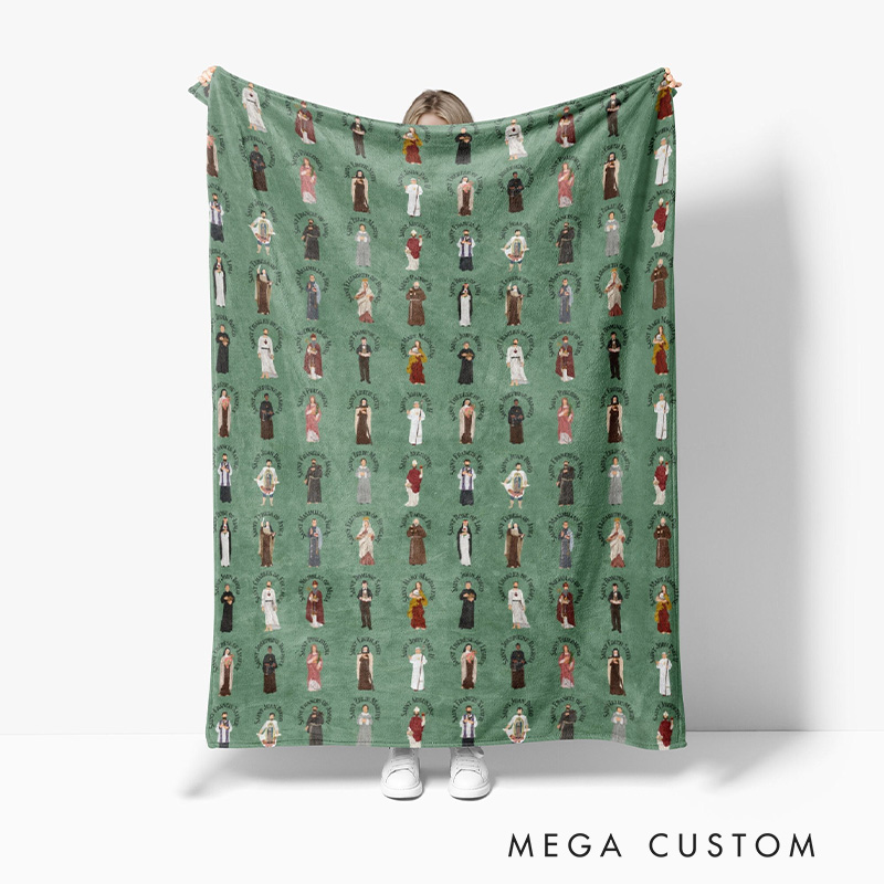 Personalized Catholic All Saints Soft Throw Blanket with Custom Name Home Decor Gifts for Confirmation First Communion Gift Catholic Gift for Dad